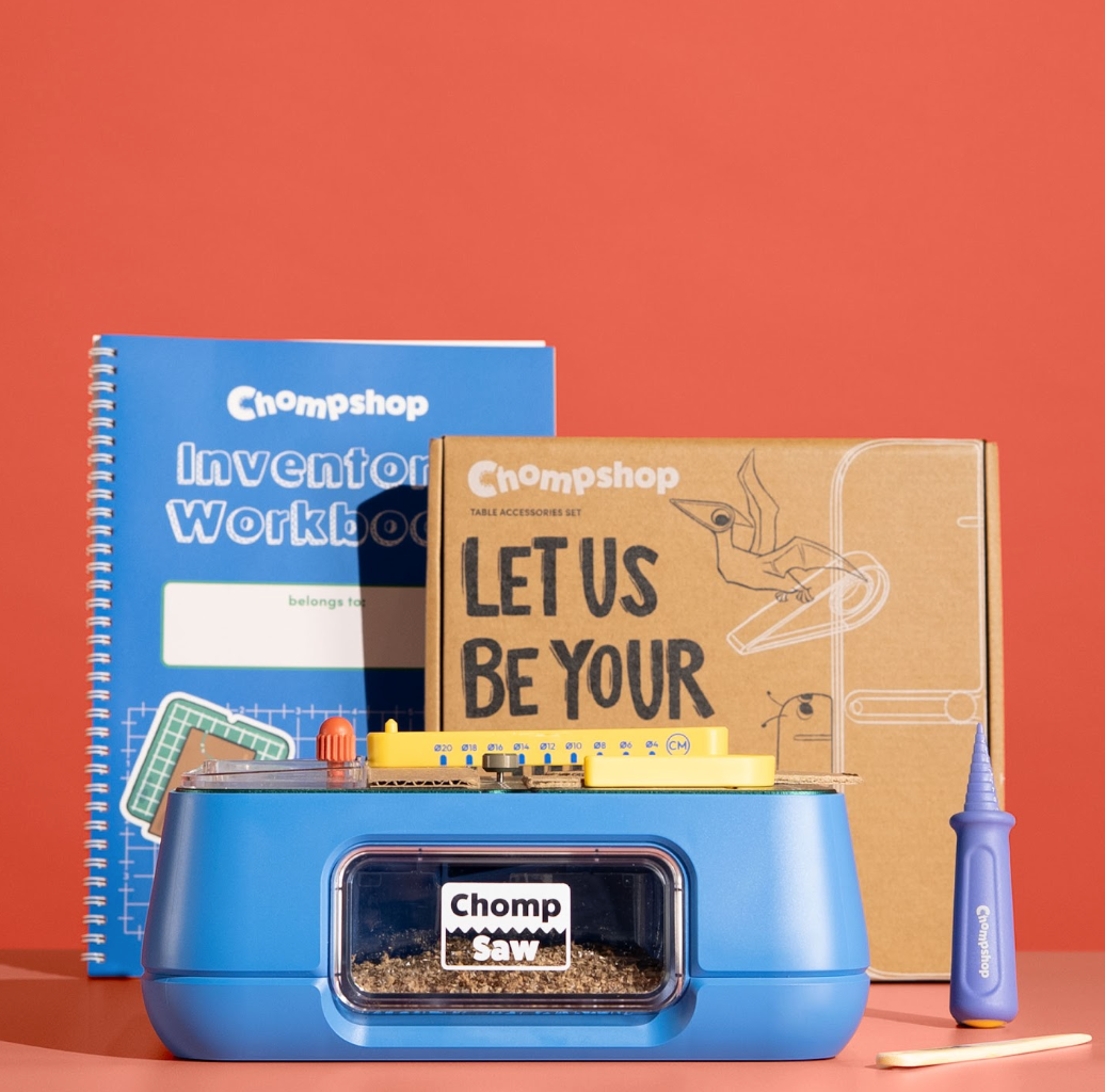 ChompShop - Maker Bundle (ChompSaw, table accessories, inventor's workbook, hole punch & scoring tool) - WhyMaker